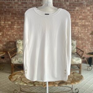 Talbots Sweater Long Sleeve Ribbed Knit Button Accent Detail S Round Neck Casual